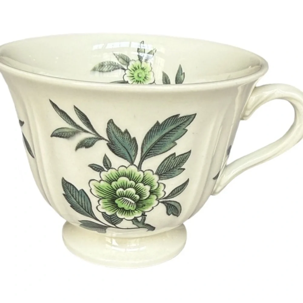 Wedgwood “Green Leaf” Teacup and Saucer Set Made in England